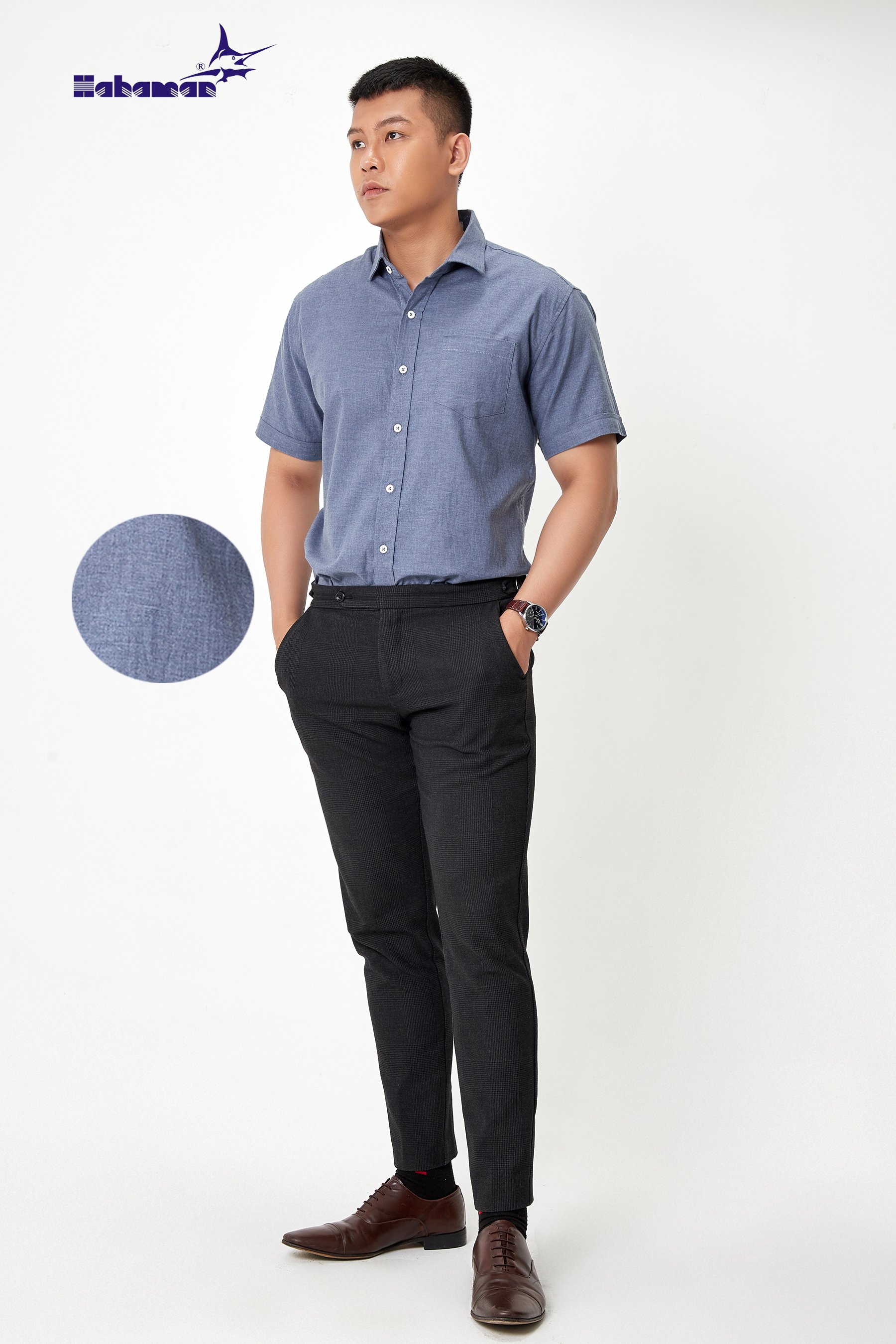 Áo sơ mi nam jean HAHAMAN cao cấp SMJ03004