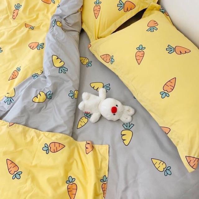 Bộ Chăn Ga Gối Cotton Poly Cà Rốt Vàng