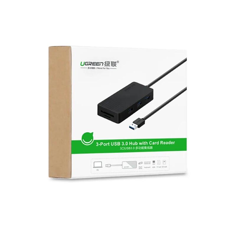 Ugreen UG30413CR132TK 1M màu Đen Bộ chia HUB USB 3.0 sang 3 USB 3.0 + đọc thẻ SD TF hỗ trợ nguồn MICRO USB - HÀNG CHÍNH HÃNG