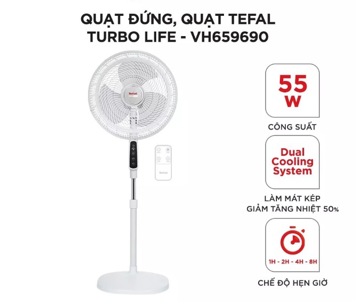 Quạt đứng Turbo Life Tefal – VH659690 - Hàng Chính Hãng