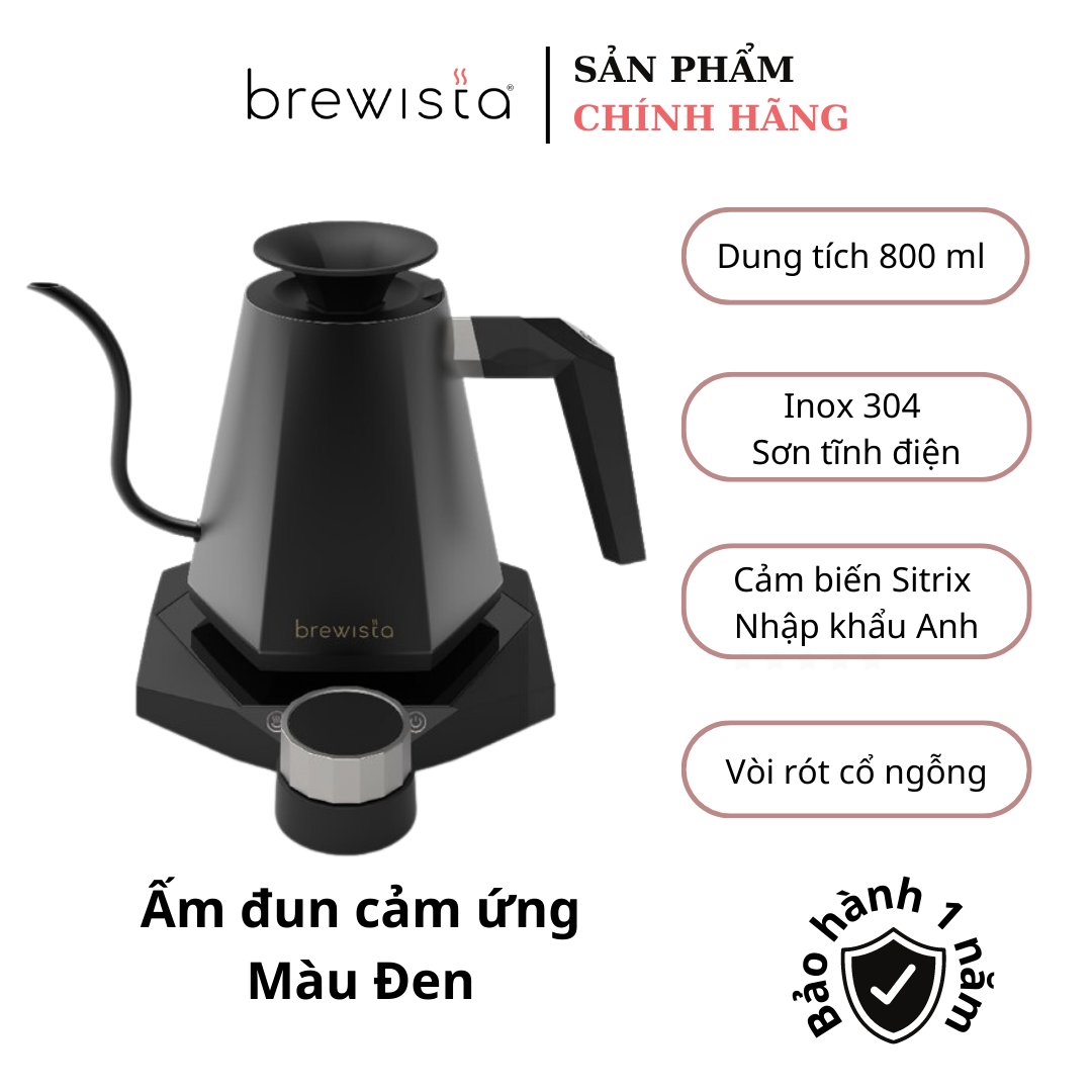 Ấm đun cảm ứng chuyên dụng Brewista X Series 800ml - Matt Black