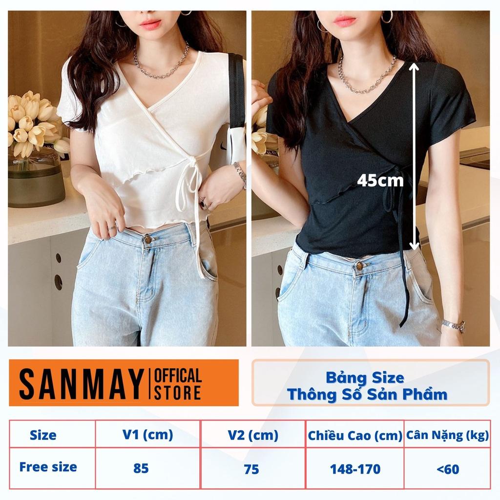 Áo Croptop Kiểu SANMAY Croptop Tay Ngắn Nữ Ôm Body Hở Ngực Sexy Hai Màu Trắng Đen AO032