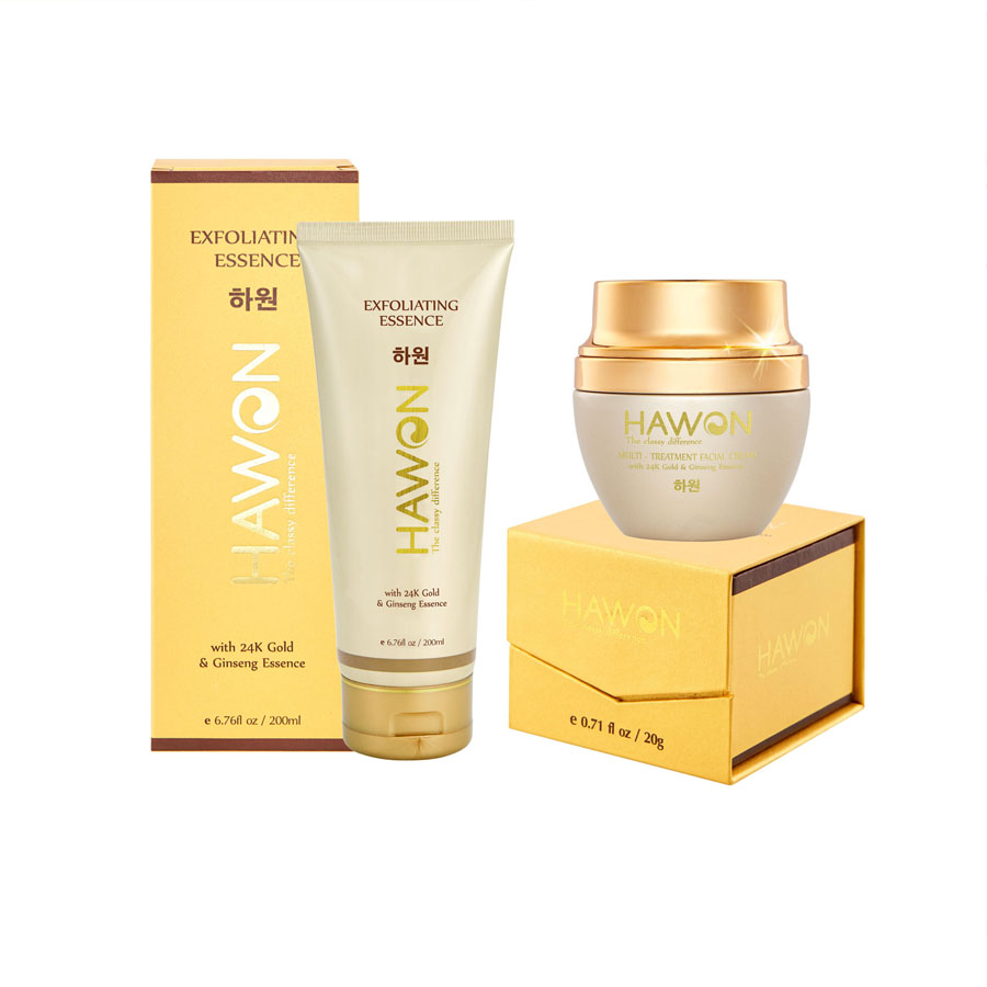 Kem Face Đa Năng 20g  &amp;  Gel Tẩy Tế Bào Chết Đa Năng 200ml Hawon Gold