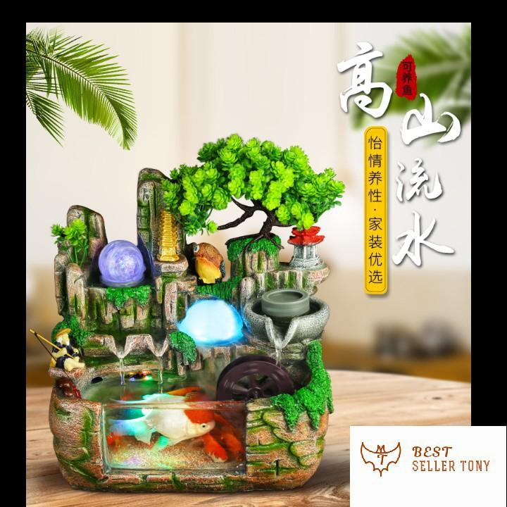 Hồ cá cảnh phong thủy có máy tạo khói