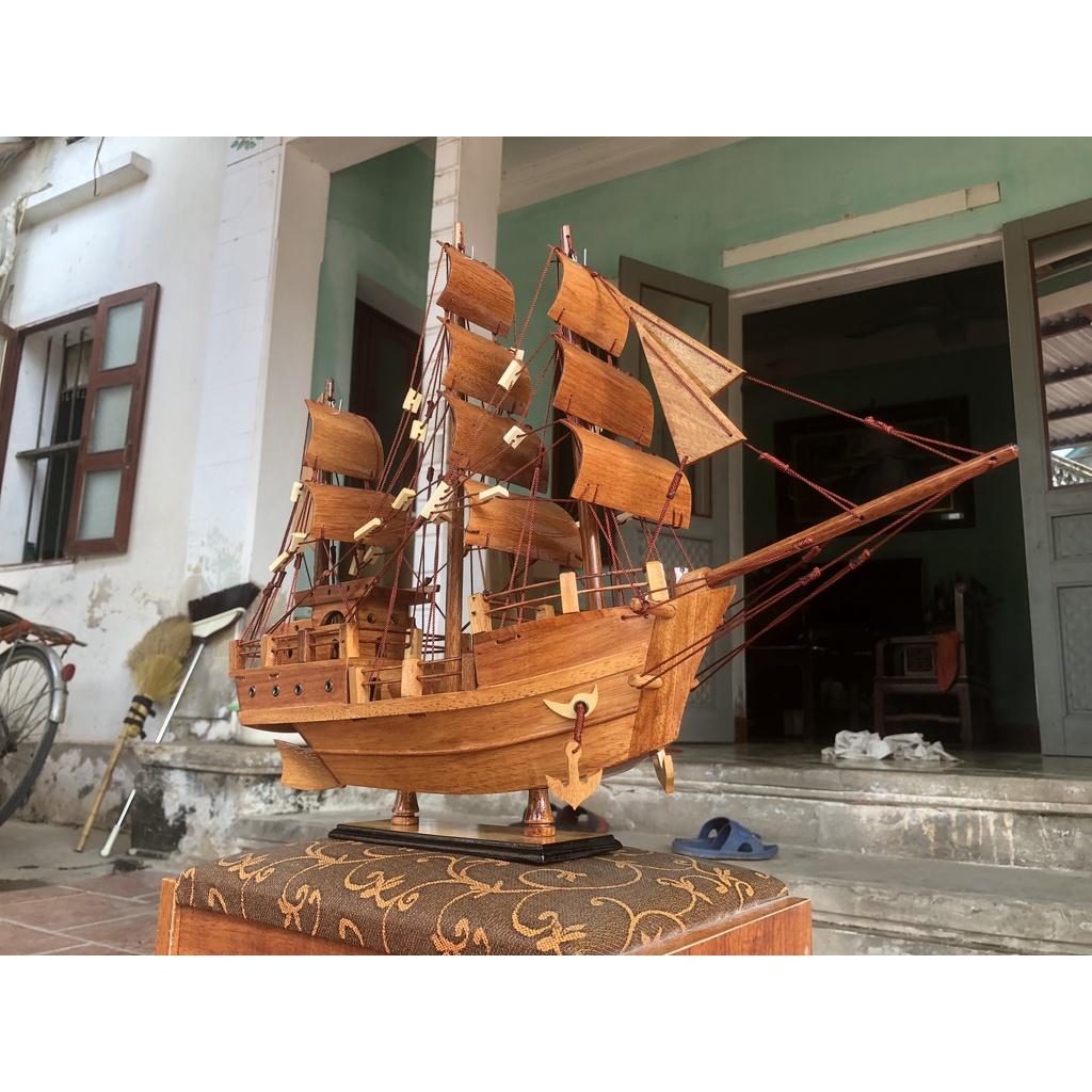 Mô Hình Thuyền Gỗ THÁI LAN Dài 55cm - Gỗ gõ đỏ - Thân thuyền 40cm