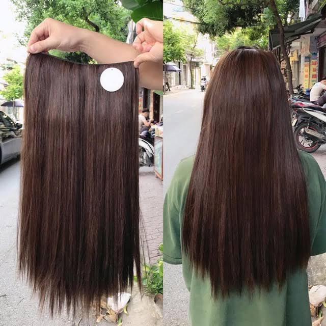 Tóc giả nữ kẹp u thẳng dài, tóc giả kẹp phím