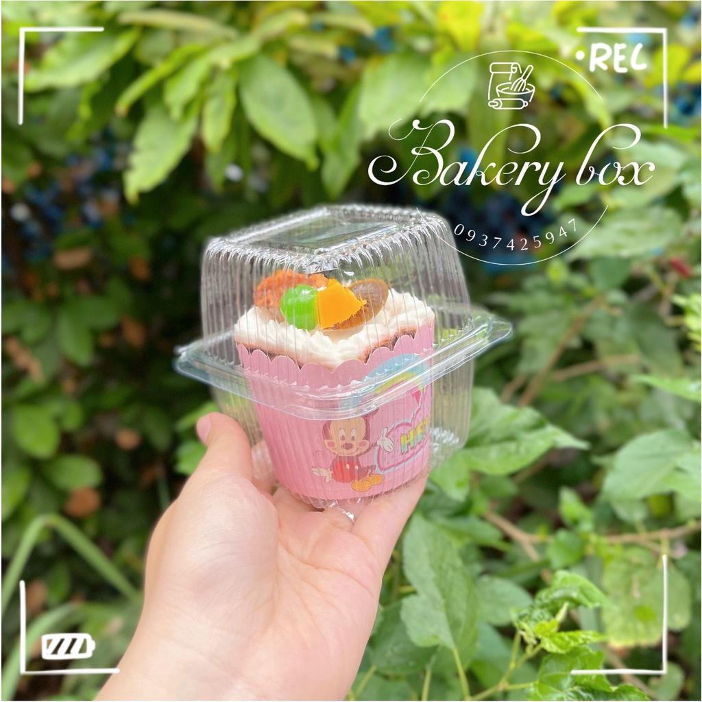 100 Hộp Vuông Nắp Gập H17 Đựng Bánh Bông Lan Trứng Muối - Rau Câu - Xôi - Cupcake