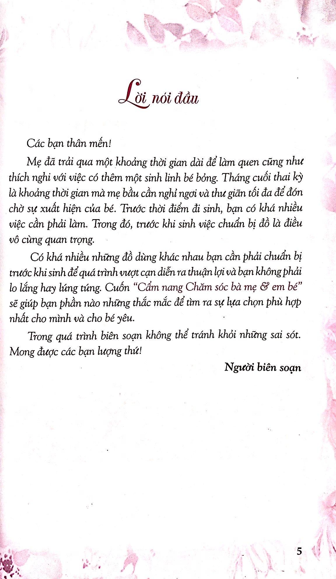 Cẩm Nang Chăm Sóc Bà Mẹ Và Em Bé
