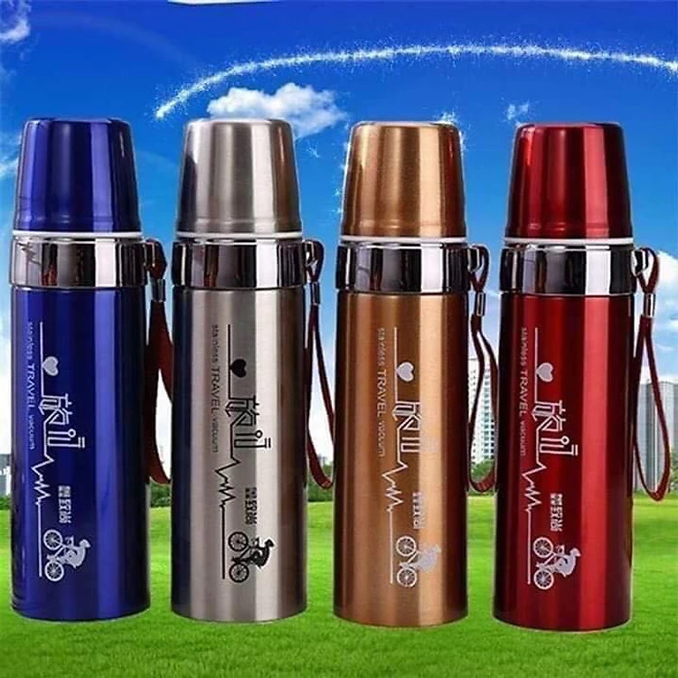 Bình Giữ Nhiệt Nóng Lạnh Cao Cấp Pure Healthy Happy 800ml, Bình Giữ Nhiệt Inox304 Không Gỉ Có Nắp Đậy Chống Tràn - Hàng chính hãng