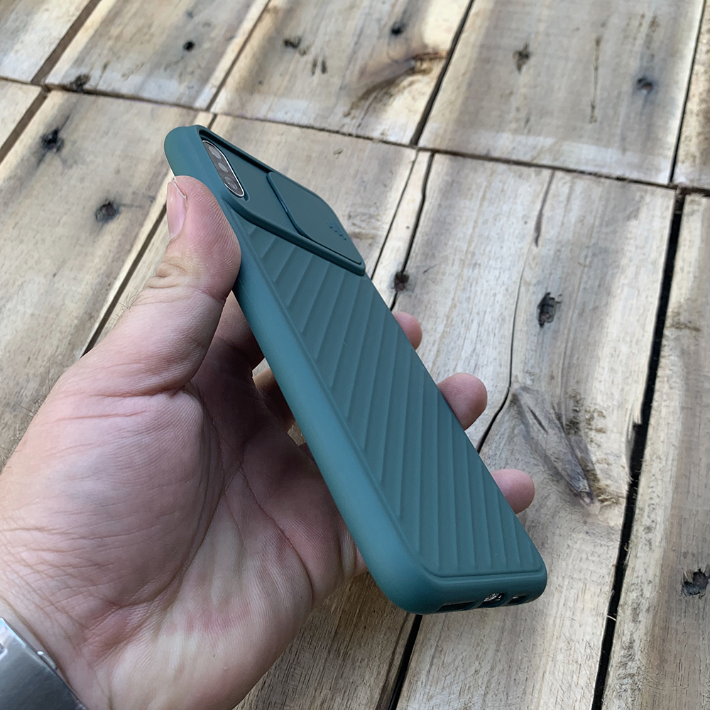 Ốp lưng kéo nắp camera cao cấp dành cho iPhone X / iPhone XS - Màu Xanh