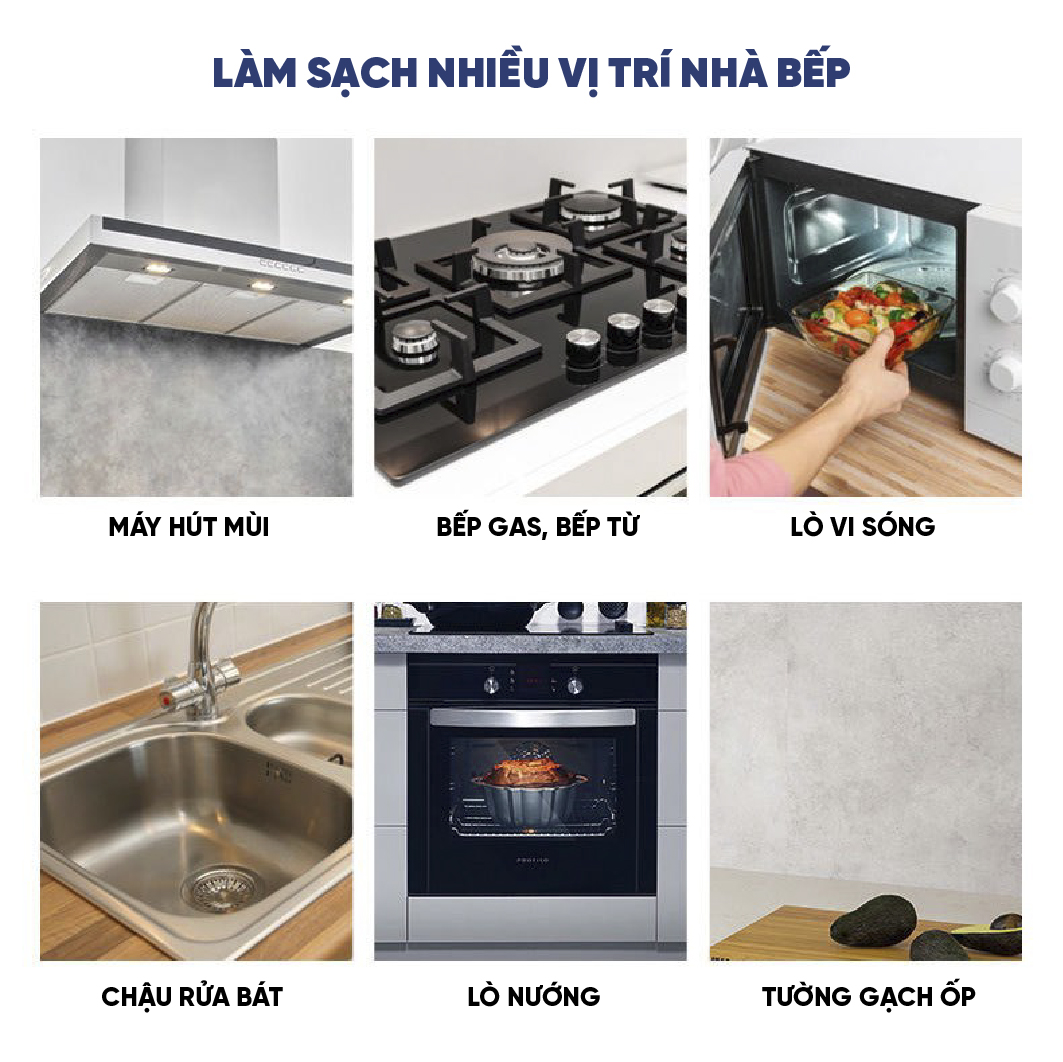 Xịt tẩy dầu mỡ Enzyme bồ hòn ECOCARE 500ml tinh dầu Quế/Cam Sả kháng khuẩn, làm sạch thiết bị nhà bếp