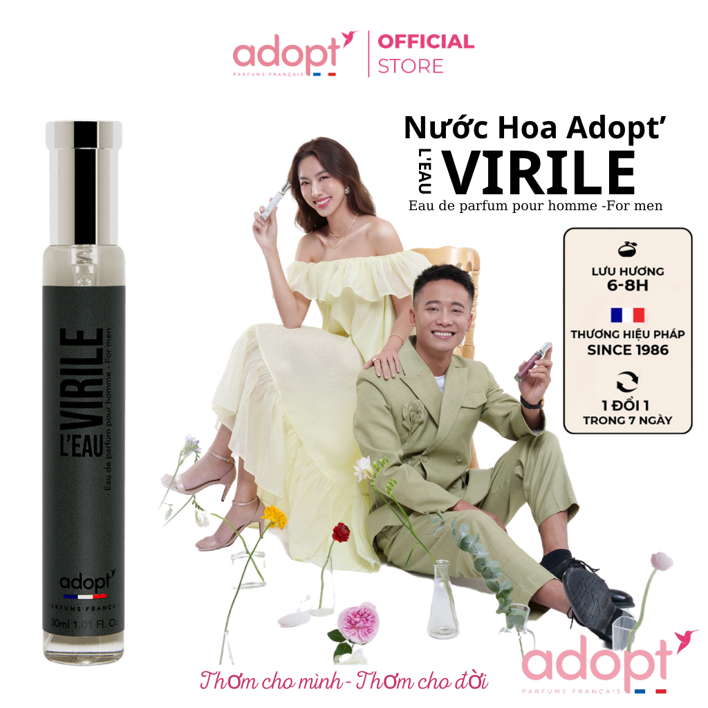 Nuoc hoa adopt,nước hoa pháp cao cấp L'eau Virile hương thơm mạnh mẽ cuốn hút dung tích 30ml