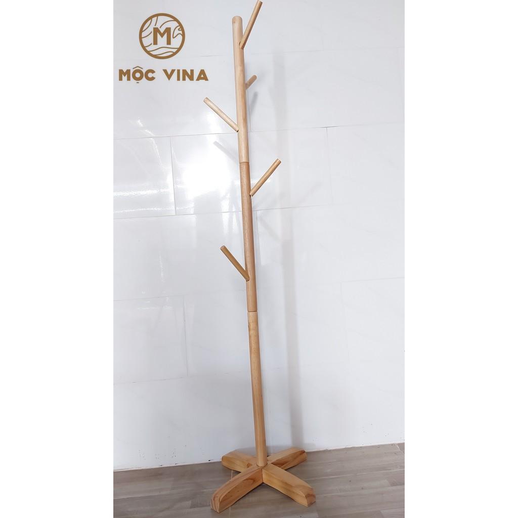 Cây Treo Quần Áo Đứng Gỗ Cao Su Móc Quần Áo Gỗ Phong Cách Hàn Quốc KT 150cm x 45cm x 45cm Mộc Vina