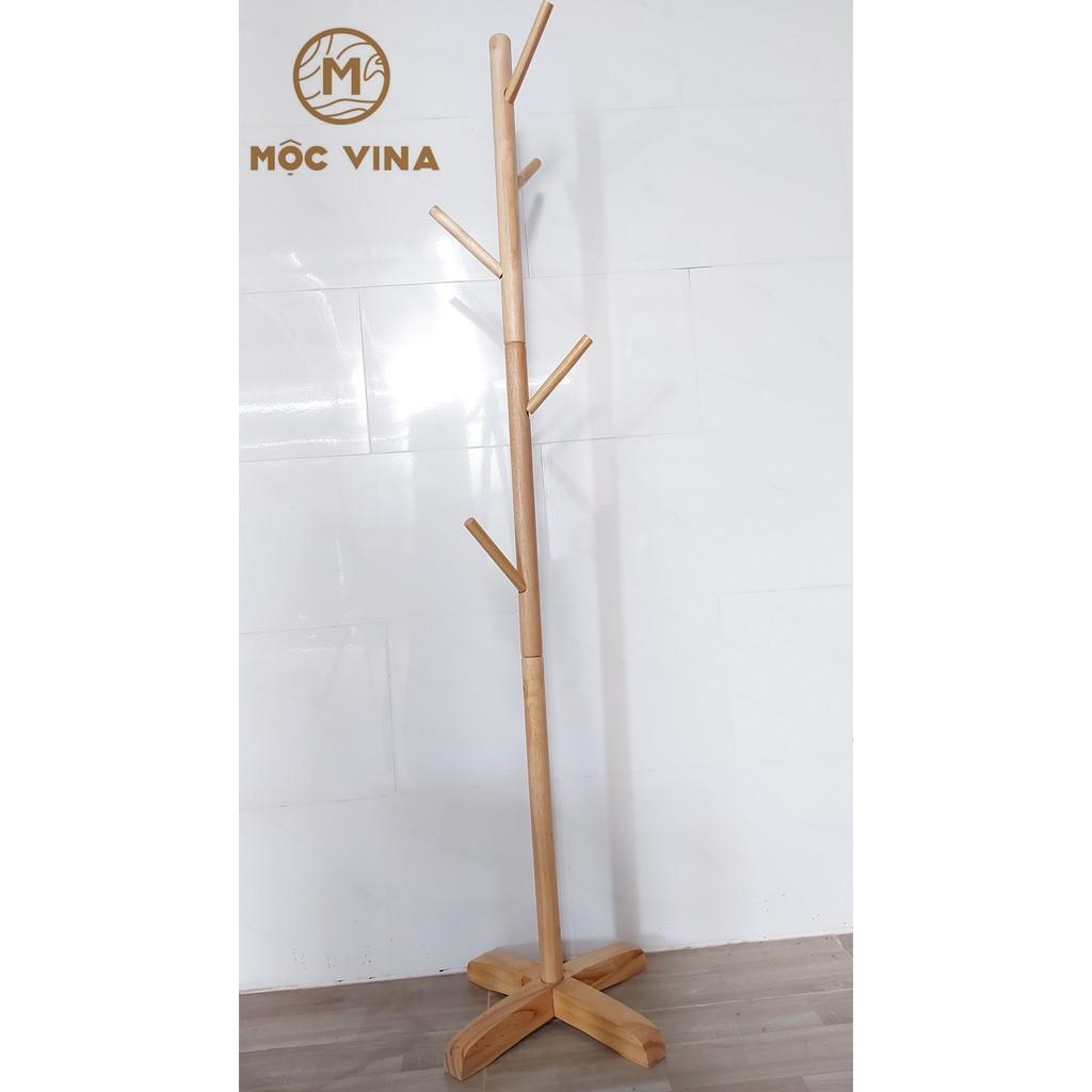 Cây Treo Quần Áo Đứng Gỗ Cao Su Móc Quần Áo Gỗ Phong Cách Hàn Quốc KT 150cm x 45cm x 45cm Mộc Vina