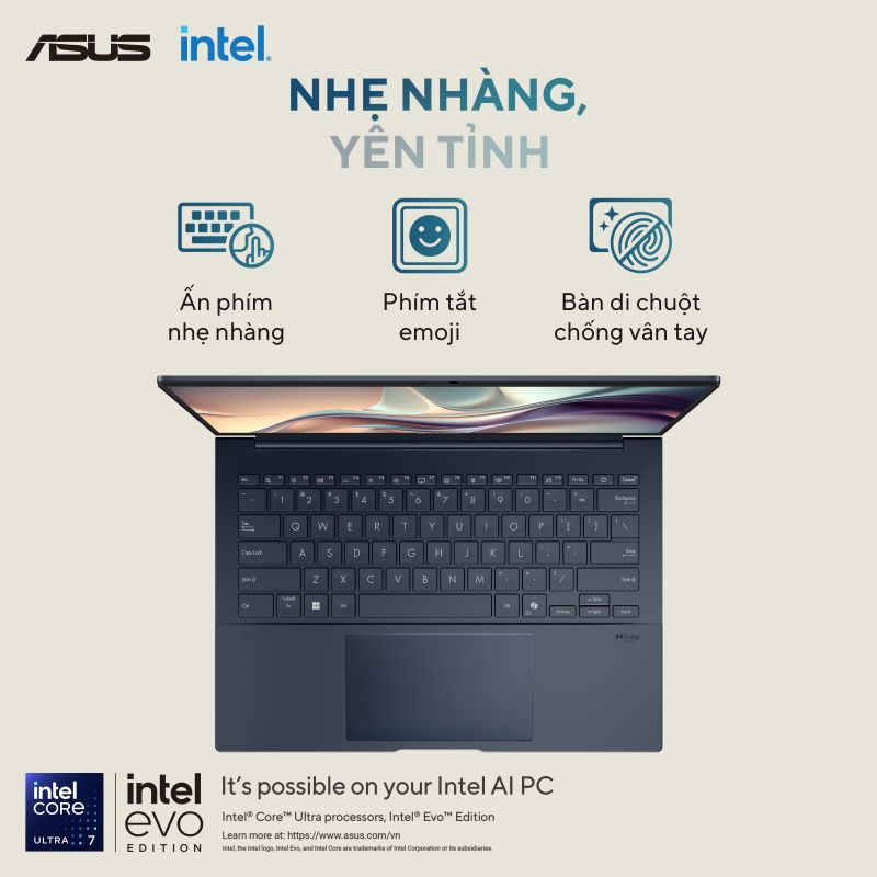 Asus Zenbook 14 UX3405CA-PZ368WS (Intel Core Ultra 7 255H | 16GB | 512GB | Intel Arc | 14 inch 3K OLED | Cảm ứng | Win 11 | Office | Xanh)- HÀNG CHÍNH HÃNG