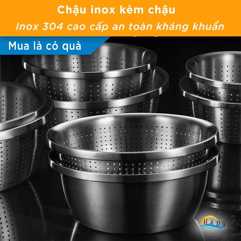 Bộ Rổ Thau Inox 304 Lưới Lớn Nhỏ Sâu Lòng Cao Cấp 20cm 22cm 24cm 16cm 28cm 30cm 32cm 34cm Đạt Chất Lượng Đức HADU