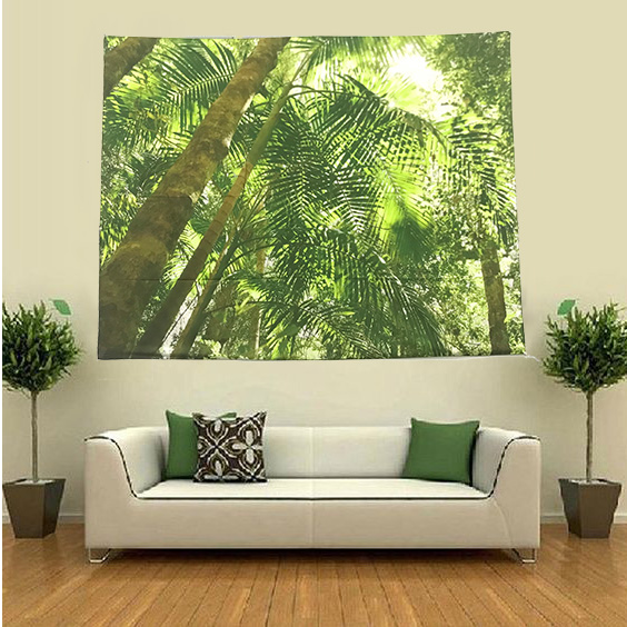 Tranh vải treo tường rừng cây xanh nhiệt đới tươi mát