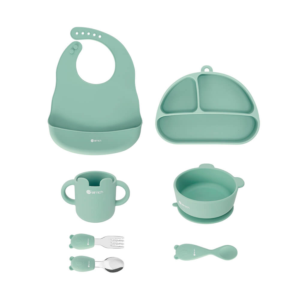 Bộ Ăn Dặm 7 Món Silicone Cao Cấp Elmich Babycare EL-0011, Hàng Chính Hãng, An Toàn Sức Khỏe -JoyMall