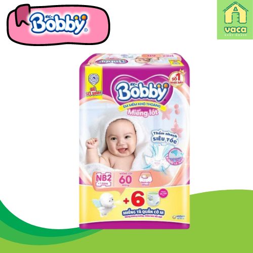 Miếng lót Bobby Newborn 2 - 60 miếng (cho bé > 1 tháng tuổi)