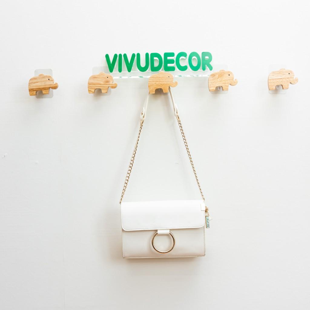 Móc Gỗ Vivudecor Hình Con Voi Treo Tường Đa Năng Vừa Dán Vừa Khoan Bắt Vít, Móc Treo Đồ Dùng Tiện Ích Sang Trọng.