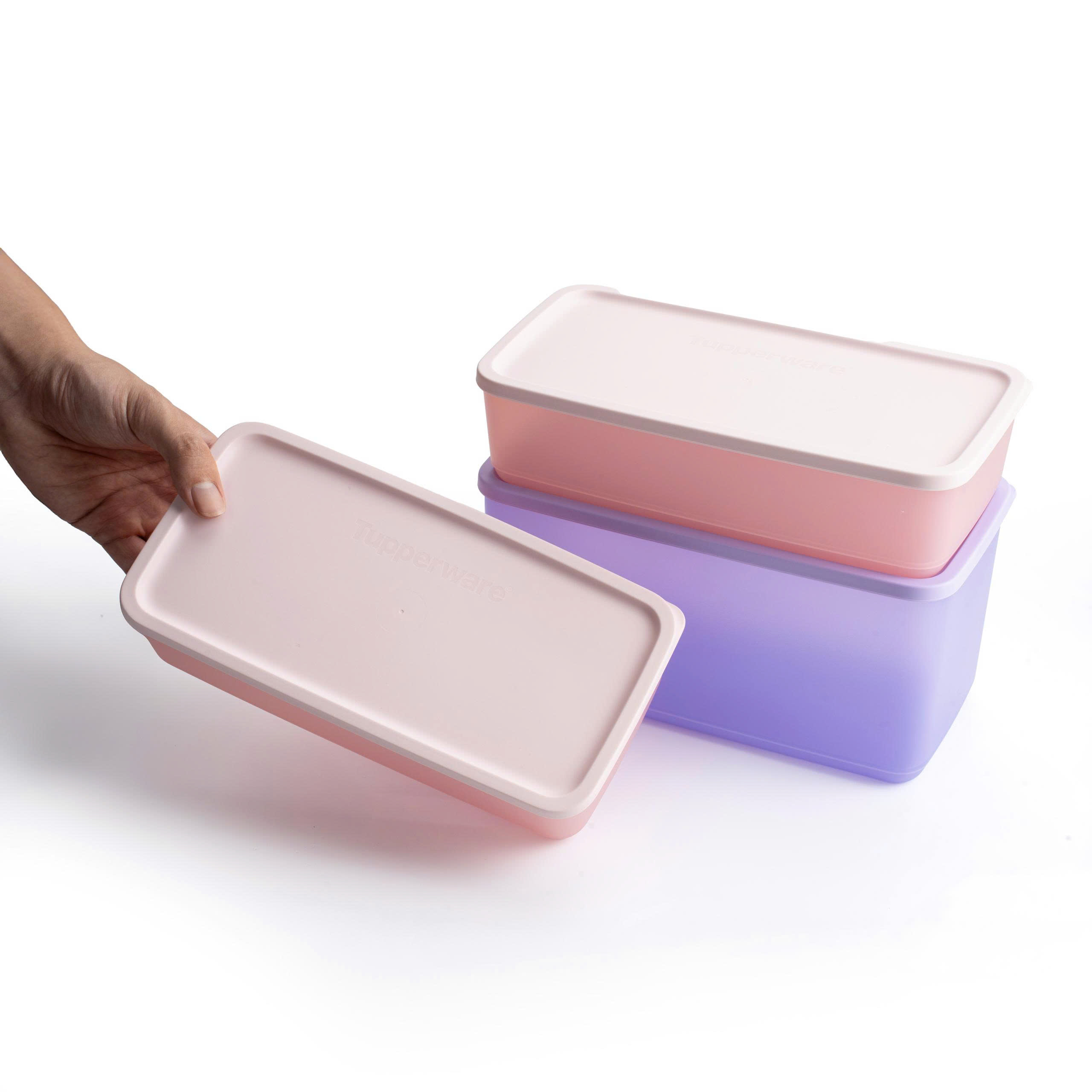 Bộ 3 hộp đựng thực phẩm Tupperware trữ khô và mát Cubix Rectangle 3.1L và 1.4L