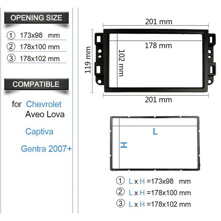 Mặt dưỡng lắp màn hình 7 icnh cho xe Chervolet Aveo, Captiva, Gentra đời 2006-2011...