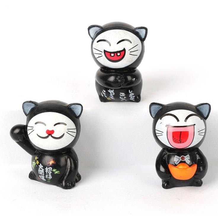 Mô hình mèo Neko Ninja áo đen quà tặng trang trí