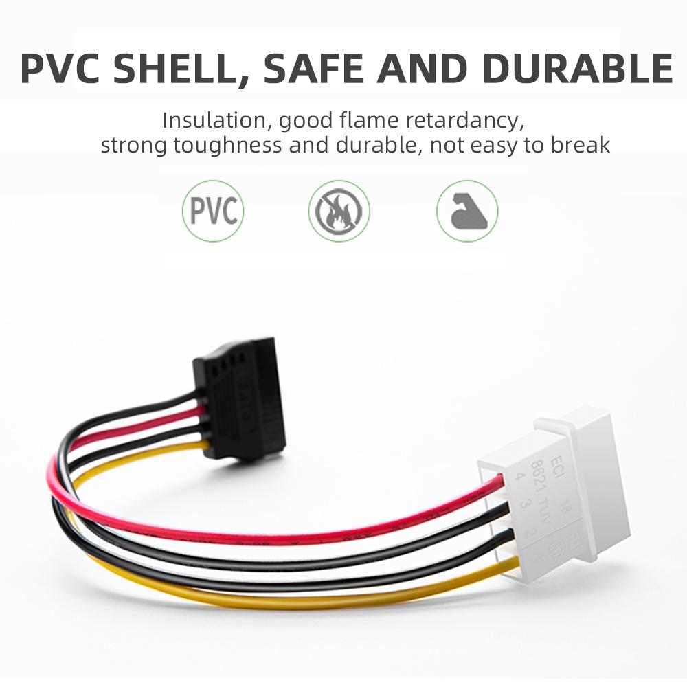 IDE Molex 4 chân sang 2 x Cáp nguồn SATA Nối tiếp ATA Y Splitter Trình điều khiển cứng Bộ kết nối bộ chuyển đổi dây nối dài kép