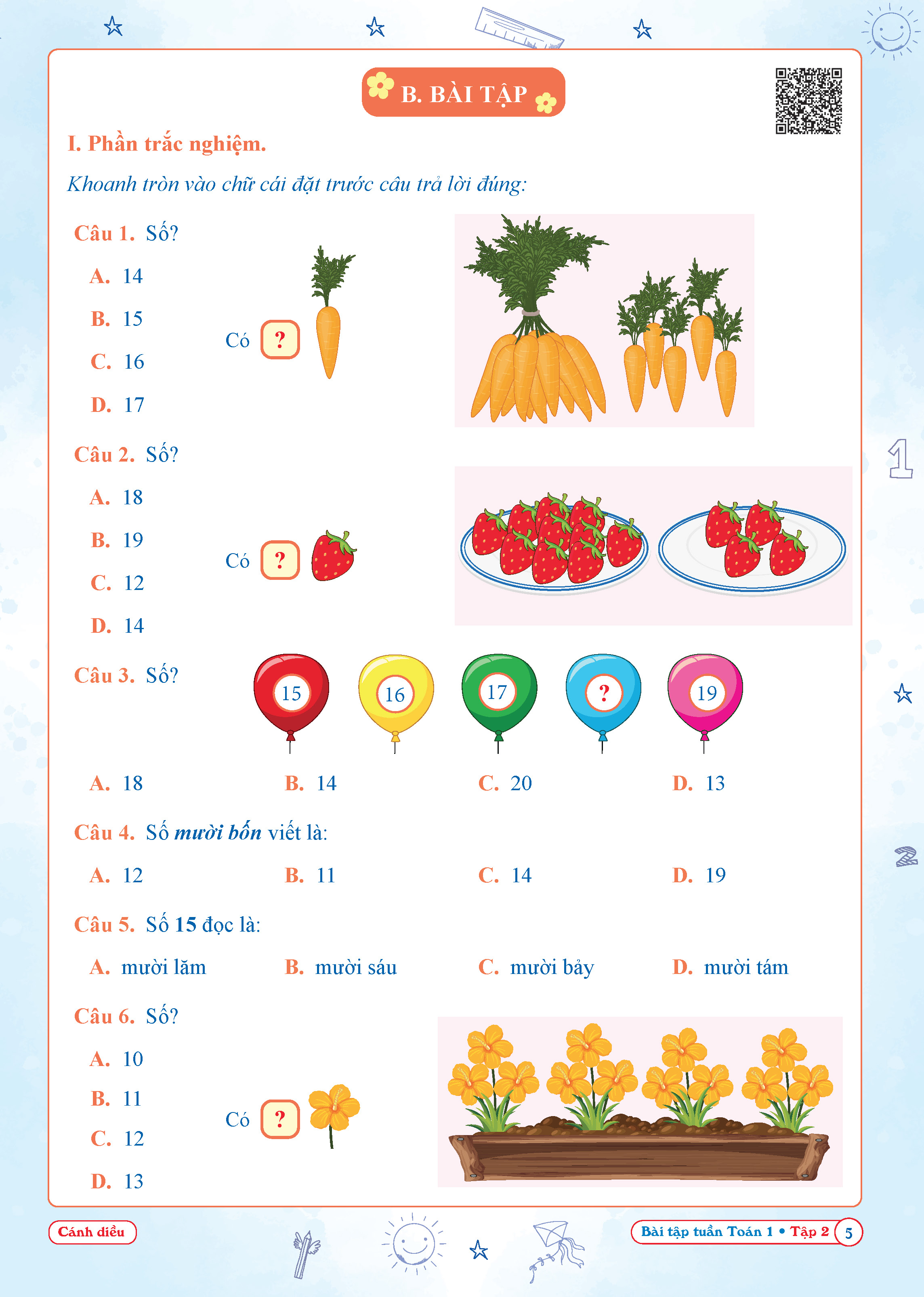 Bài Tập Tuần Toán Lớp 1 - Cánh Diều (Tự Chọn Sách)