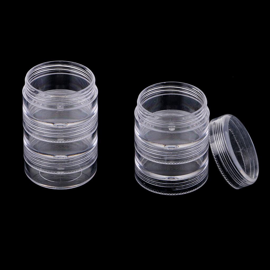 4X 2 Set Jewelry Jar Box Small Pill Screw Top Beads Storage Container Stackable