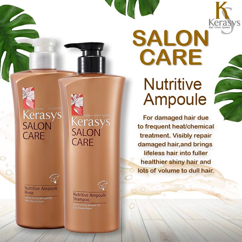 Dầu gội Kerasys Salon Care Nutritive - Dành cho tóc hư tổn Hàn Quốc 600ml tặng kèm móc khoá