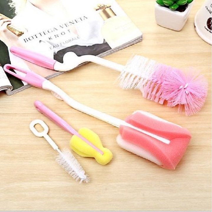 Sẵn Hàng - Bộ Cọ Rửa Bình Sữa Và Núm Ti 4 Món