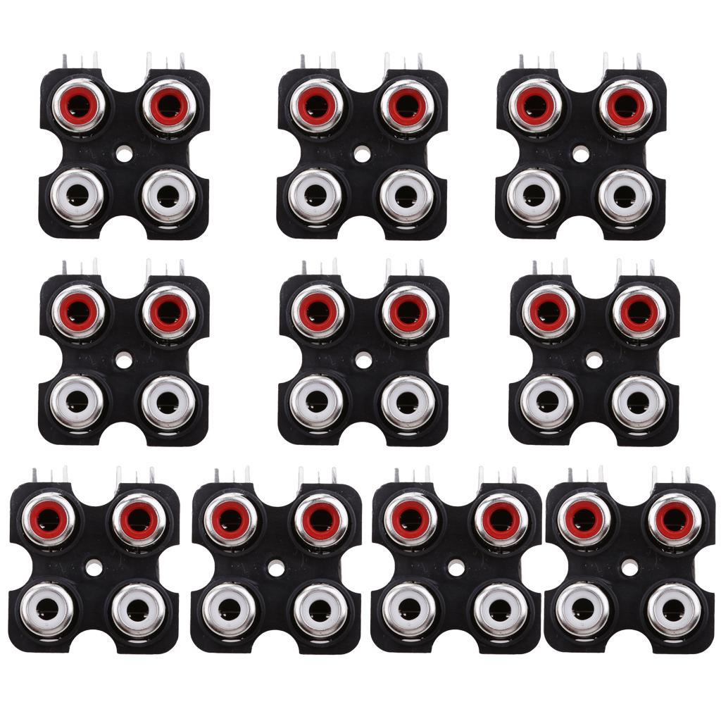 10pcs PCB Board 4 RCA Female Pin Audio Video AV Socket Connector
