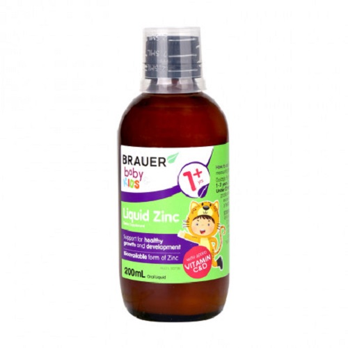 Siro bổ sung Kẽm, Vitamin C và D Brauer Úc Baby & Kids Liquid Zinc cho bé trên 1 tuổi (200ml)