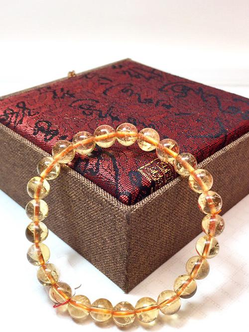 Vòng tay phong thủy đá Thạch Anh Vàng (Citrine) 8 ly