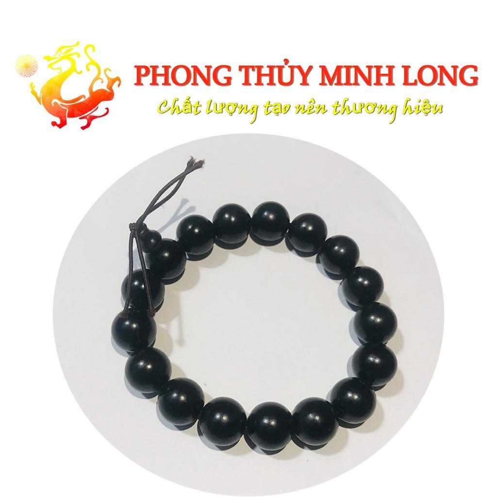 Vòng tay gỗ mun sừng loại hạt tròn size 12ly hợp với người mệnh Thủy và Mộc