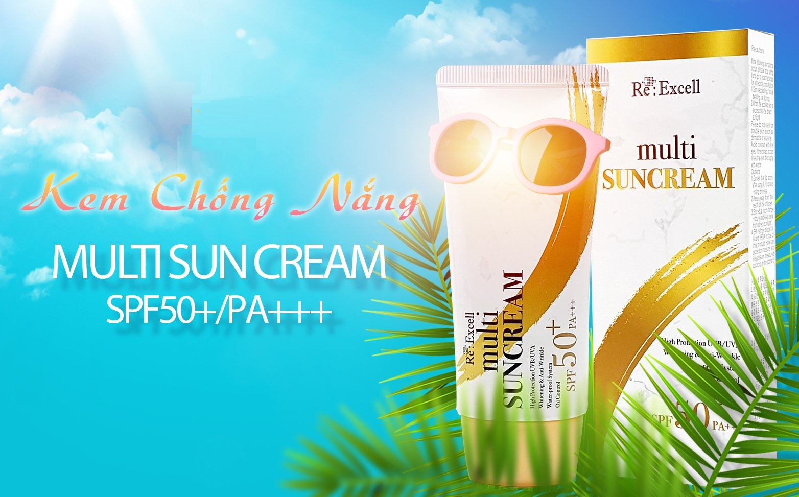 Combo 7 hộp Kem Chống Nắng Re:Excell Multi Sun Cream SPF 50+/ PA+++ sản phẩm nhập khẩu chính ngạch Hàn Quốc