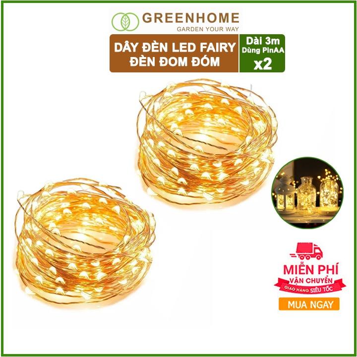 Bộ 2 Dây đèn Led đom đóm Fairy Lights 3 mét (30 bóng) dùng pin AA - tiện lợi, chịu nước, không hao điện