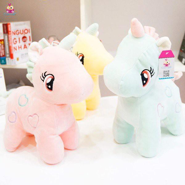 Gấu Bông Unicorn - Kì Lân Pony Một Sừng size 30cm, Thú Nhồi Bông Đáng Yêu, Gối Ôm Cho Bé Ngựa Pony