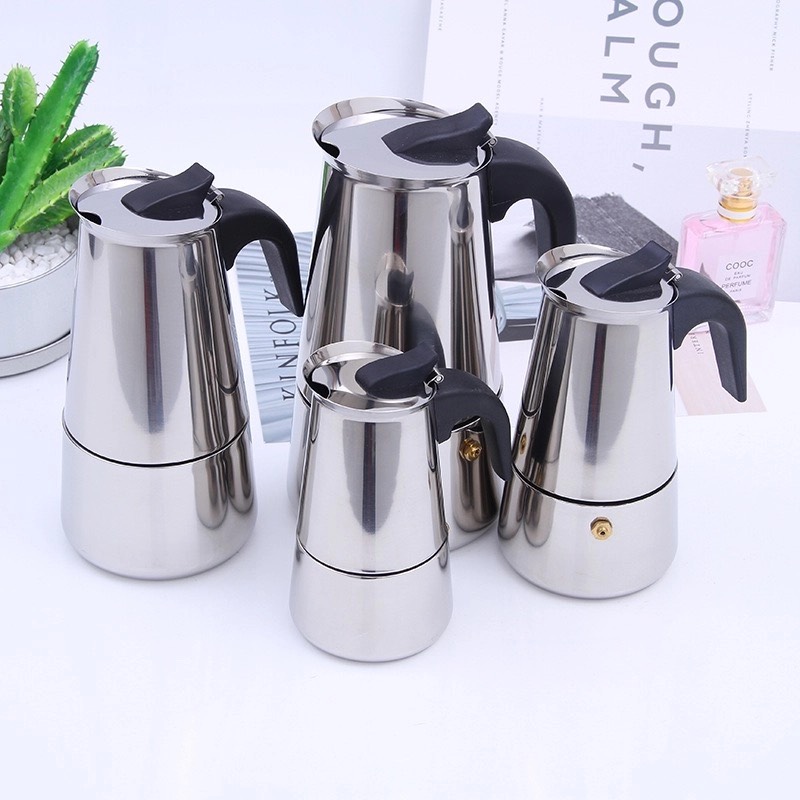 Bình Pha Cafe Moka Pot Kiểu Ý [ Dung Tích: 100ml & 200ml & 300ml & 450ml & 600ml ]