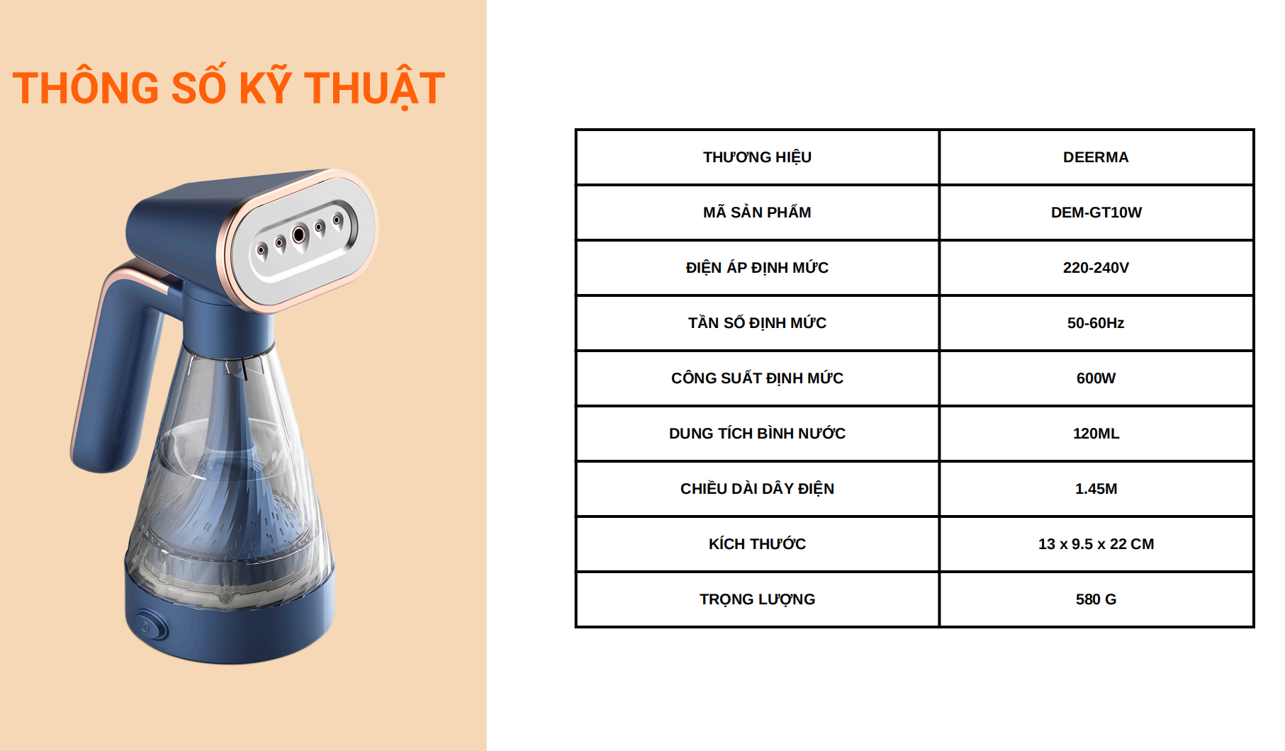 Bàn ủi hơi nước cầm tay chính hãng Deerma DEM-GT10W - Hàng nhập khẩu