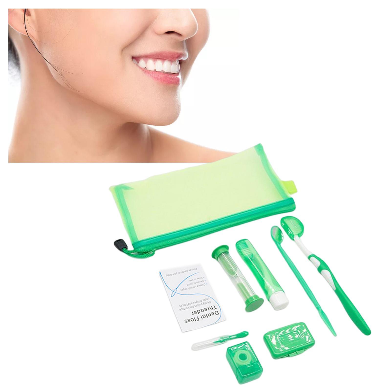 8Pcs  Care Kit Mouth Mirror Waxing Hourglass Timer  Cleaning Green