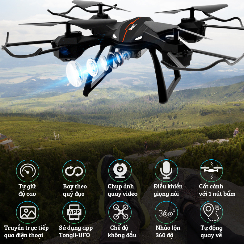 Flycam điều khiển từ xa W880-32 full HD 1080p Drone quay phim chụp ảnh