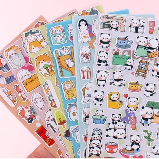 Miếng stickers động vật dễ thương bằng nhựa chống nước dùng trang trí nhật ký DIY