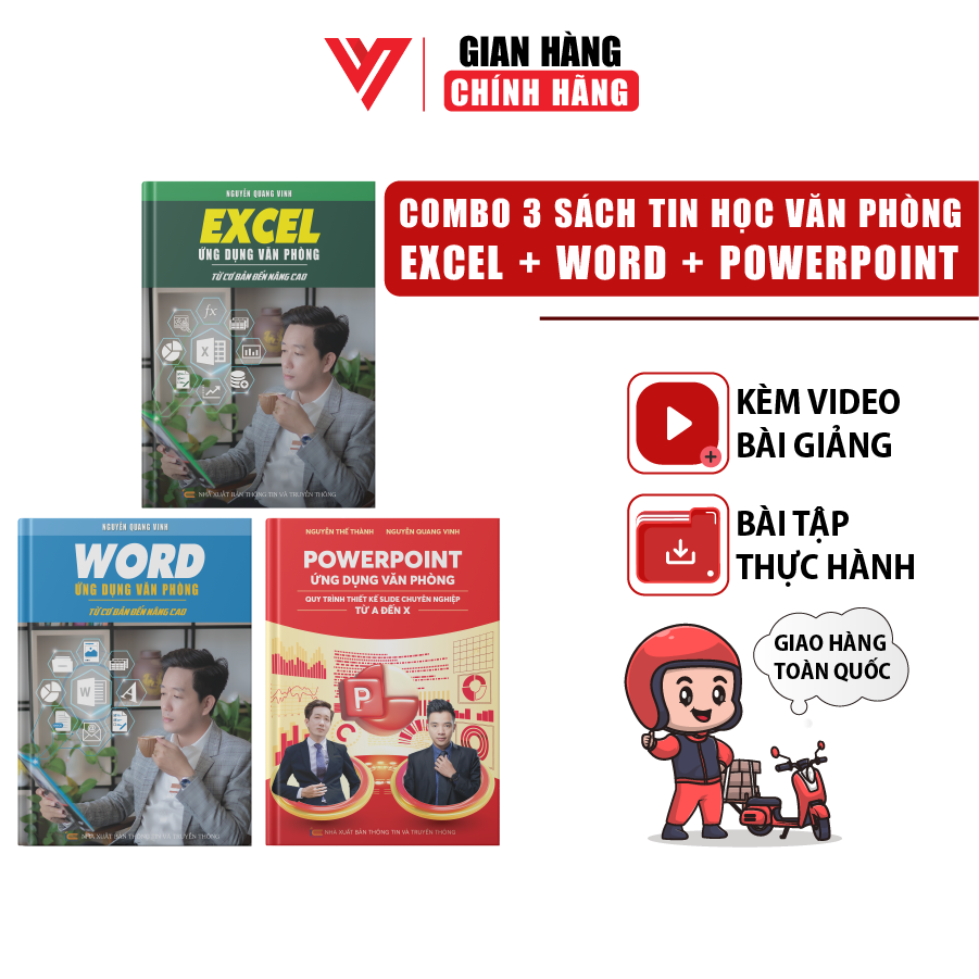 Combo 3 Sách Excel - Word - PowerPoint Ứng Dụng Văn Phòng Có Kèm Khoá Học Online ĐÀO TẠO TIN HỌC