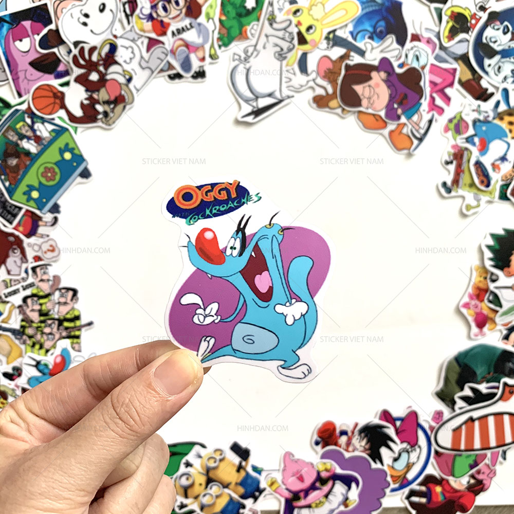 Bộ sticker chủ đề Cartoon hoạt hình 2019, decal hình dán  chống nước, trang trí nón bảo hiểm, điện thoại, lap top