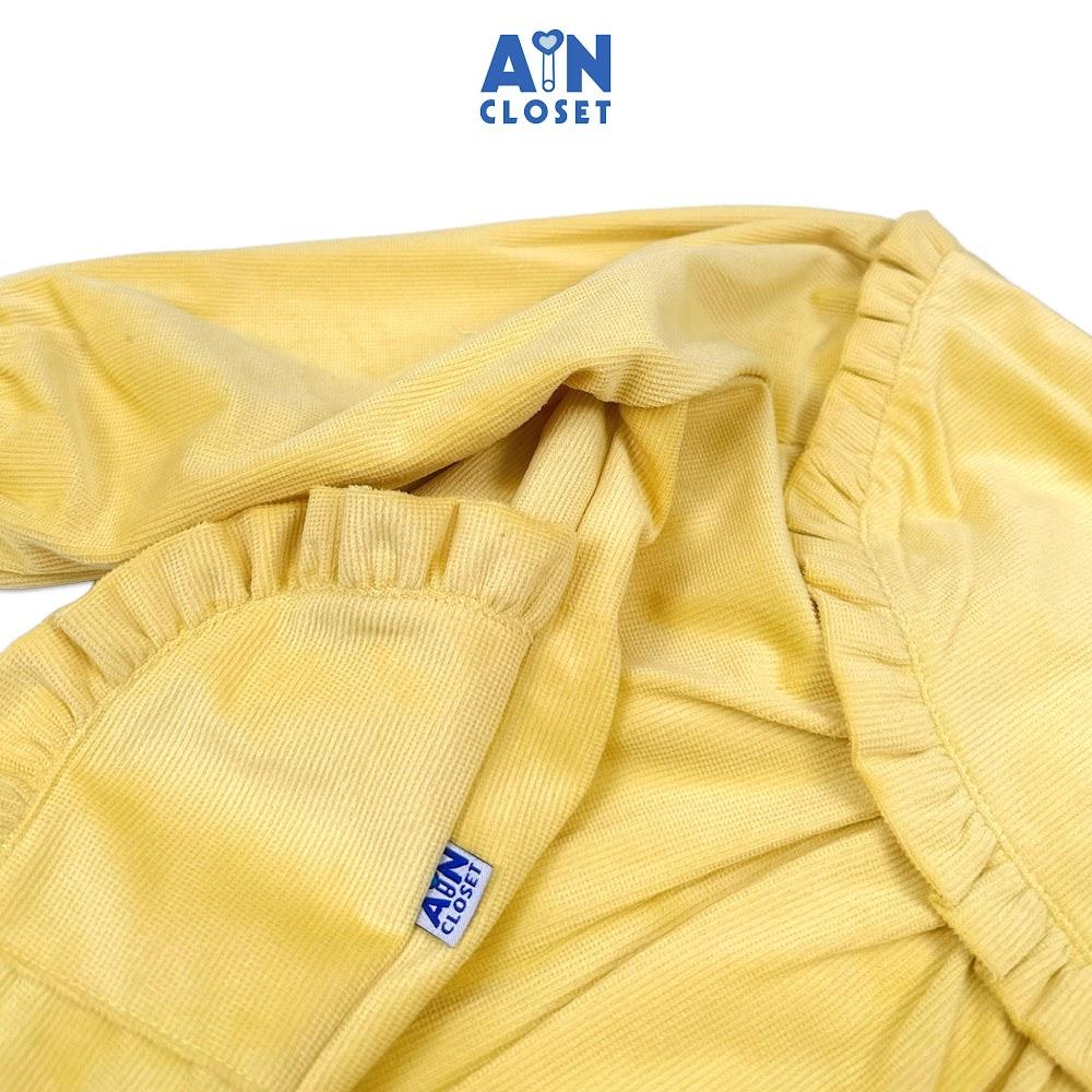 Áo Khoác có nón bé gái hoạ tiết Vàng Trơn Cotton Nhung - AICDBGMB6QMG - AIN Closet