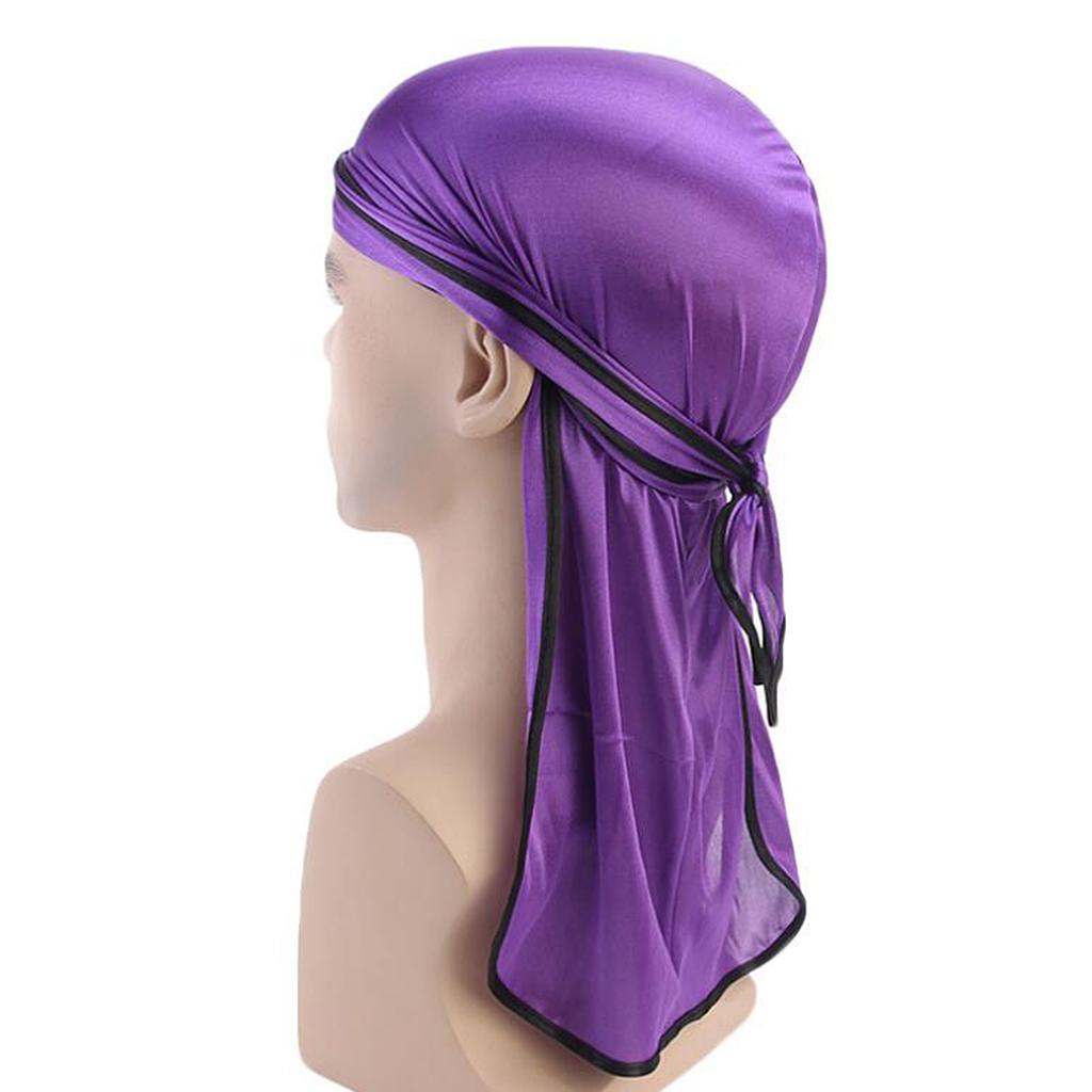 Silky Scarf Cap Musilim Hat Durag Cap Headwrap for Cancer Patient Black