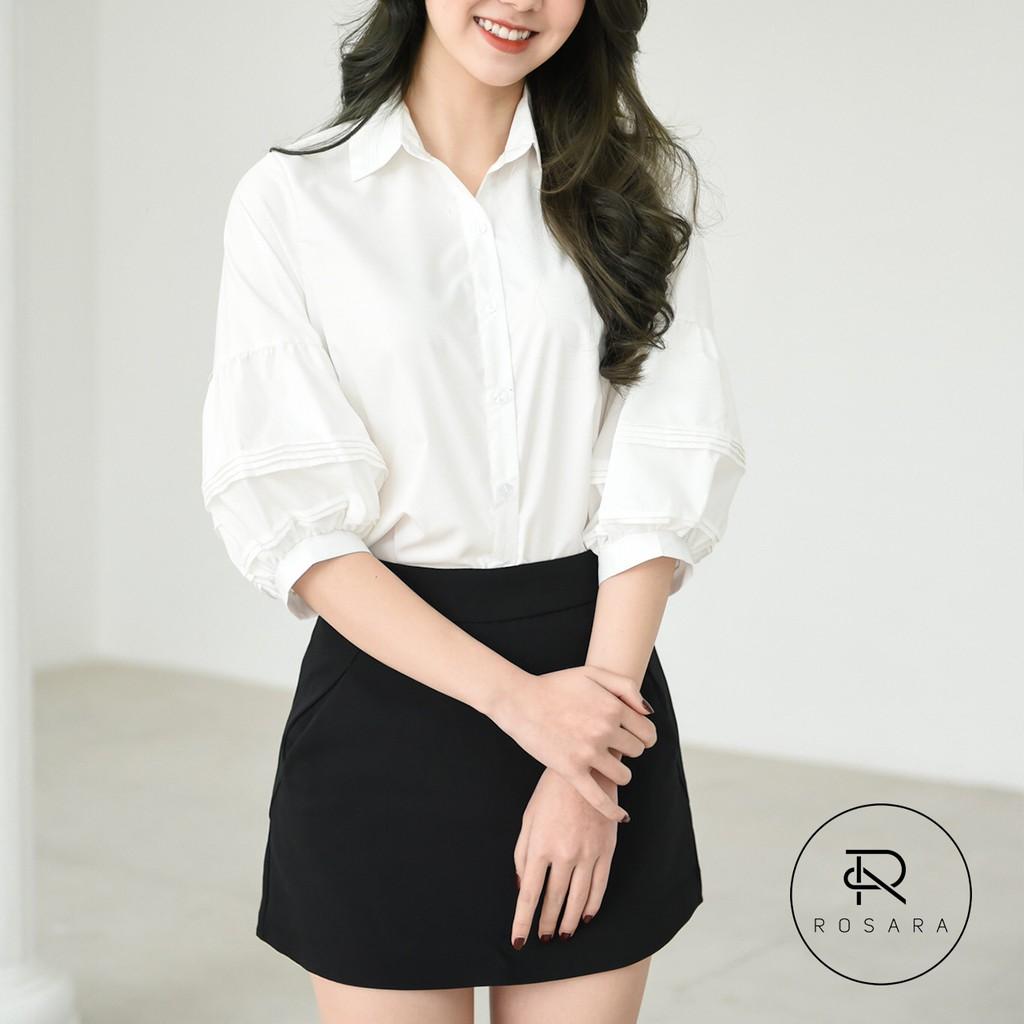 Áo sơ mi nữ trắng thời trang tay bồng Rosara SP84