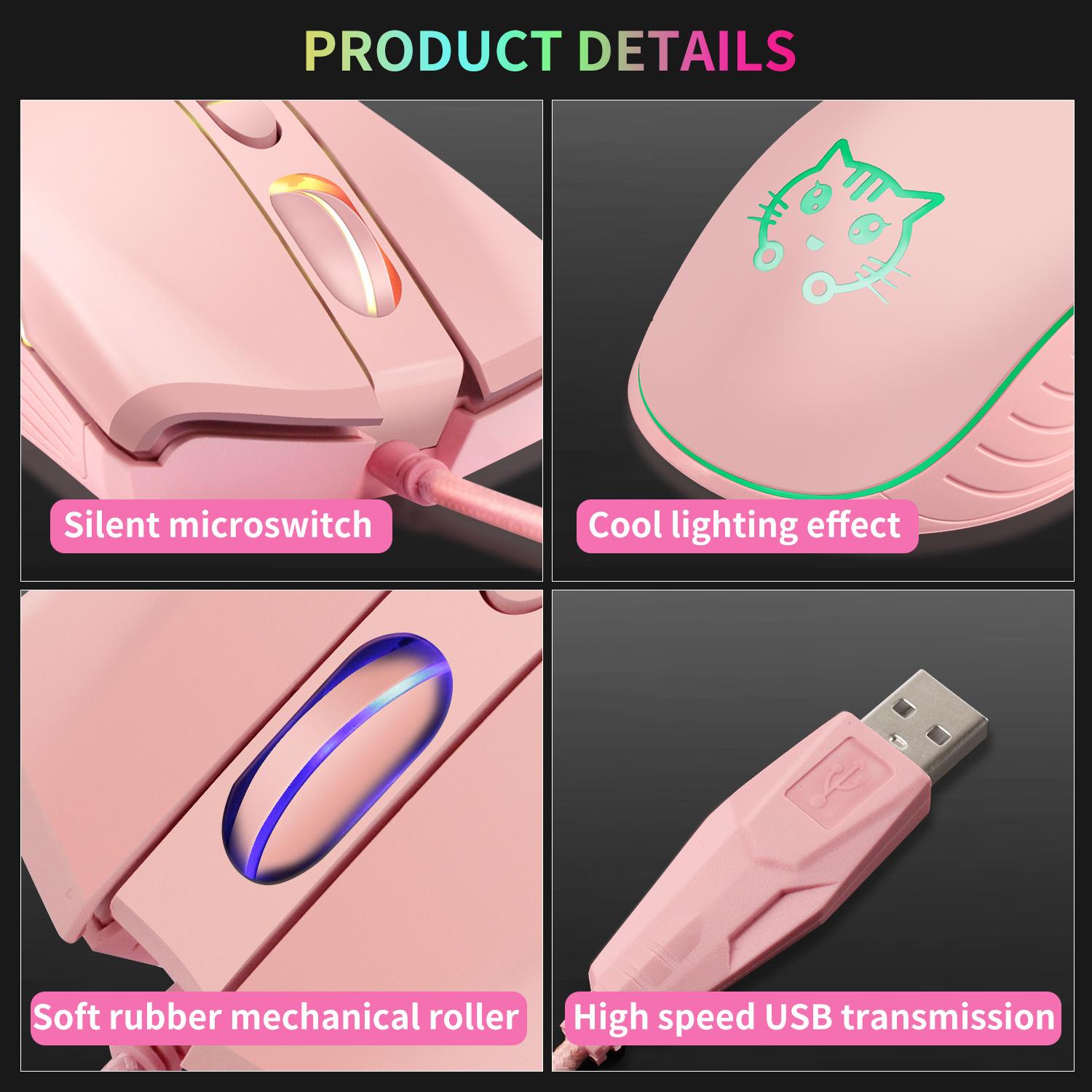 USB Chuột Chơi Game Có Dây Hồng Máy Tính Chuyên Nghiệp Thể Thao Điện Tử Chuột 2400 DPI Nhiều Màu Sắc Backlit Silent Chuột Lol Dữ Liệu laptop